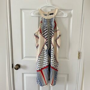 VENUS Cream and Blue Patterned Dress